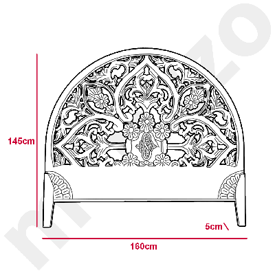 Testiera A Mezzaluna Intagliata 160 Cm In Legno Bianco